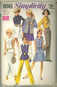 Vintage Misses' Skirt, Blouse, Pants and Sleeveles Sewing Pattern S8045 Size 14 - Picture 1 of 1