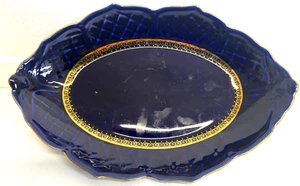 VTG Beanopli Fine Porcelain Original Kobalt Tray Gold Trim 12 3/4” - Picture 1 of 4