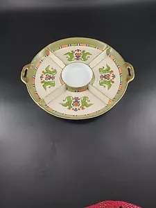 Antique Nippon Egyptian Revival Porcelain 11 1/4” Serving Plate Tray Divided - Picture 1 of 7