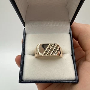 14CT ROLLED Gold Bonded Ring Hallmarked 585RG Etched Size Unisex Gift - Picture 1 of 6