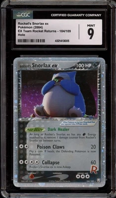 Pokemon Rocket's Snorlax ex EX Team Rocket Returns Holo Rare #104 CGC 9 Mint - Image 1 of 2