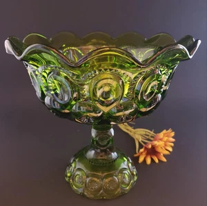 Vintage Smith Rüschenrand grün Glas Fuß Kompott Schale - Bild 1 von 10