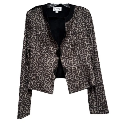 Joseph Ribkoff Designer Animal Print And Black Size Medium Jacket Front Clasp - Image 1 of 4