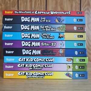 Dav Pilkey Lot of 9 Dog Man Cat Kid Captain Underpants Hardcover Graphic Novel - Imagen 1 de 8