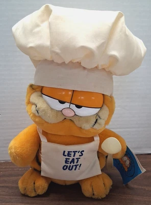 Garfield What's Cookin' 1978? Let's Eat Out! Peluche Dakin  Foto 1 de 4