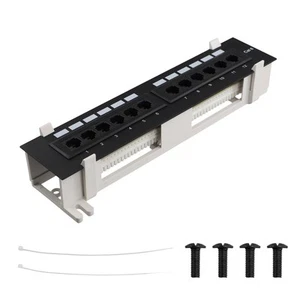 Tool Kit 12 Port CAT6 Patch Panel RJ45 Networking Wall Mount Rack with5054 - Photo 1/7