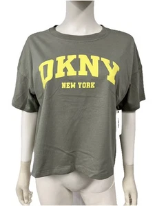 DKNY SPORT Retro Logo Cropped Gym Yoga Running Casual Tee Shirt T-shirt M NWT - Picture 1 of 6