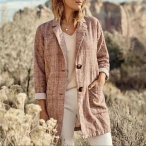 J.Jill Harper Relaxed Henna Plaid Jacket Linen Cotton Blend Blazer Petite Gr. LP - Bild 1 von 11