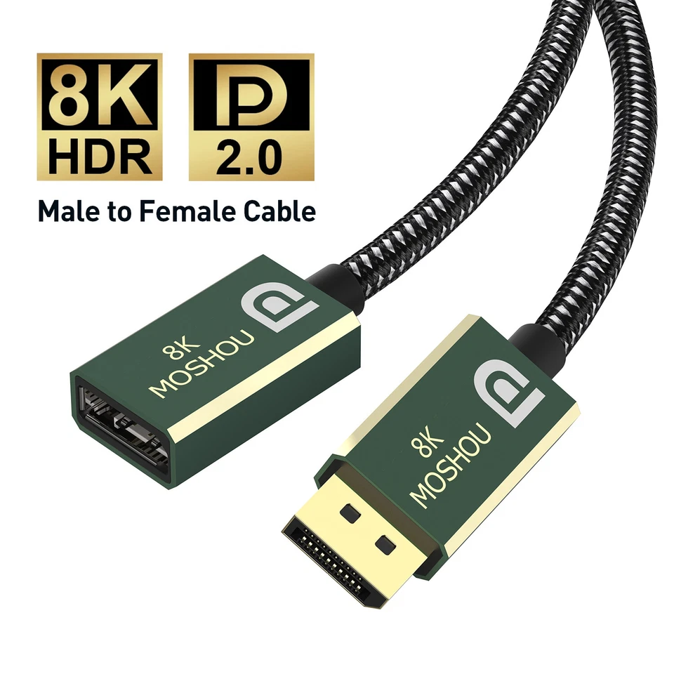 Displayport 2.0 male to Female Cable DP Extension Cable 8K@60Hz 4K@120Hz 48Gbps - Image 1 of 4