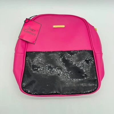 NUEVA Mochila Juicy Couture Rosa y Negra Imitación Cuero Secuencia Nueva con Etiquetas Foto 1 de 4