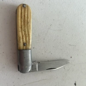 VERY OLD Queen #60 Barlow - 1 Blade - Winterbottom Bone Handles Aluminum Frame - Picture 1 of 4