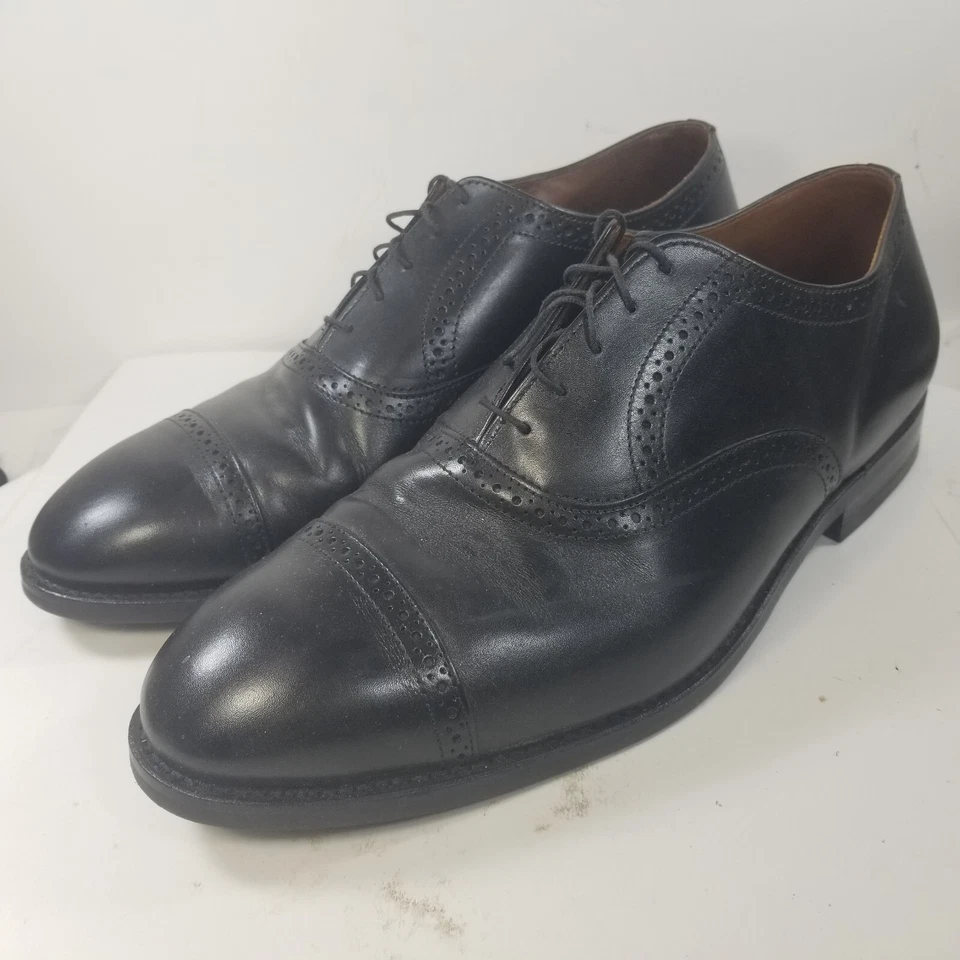 Sapato Oxford Allen Edmonds Van Ness Tamanho 11.5 Couro Preto Biqueira Brogue - Imagem 1 de 4