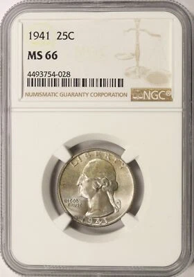 Washington Quarter 1941 25c NGC MS66 Foto 1 de 4