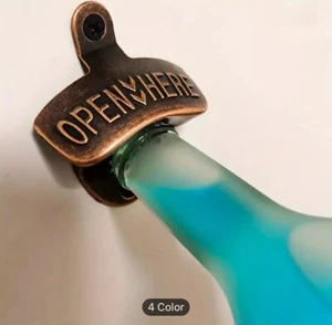 Wall Mounted Beer Bottle Opener Strong Durable. Black/Red Bronze - Picture 1 of 13