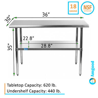 30  X 36  Stainless Steel Work Table With Galvanized Undershelf • 209.95$