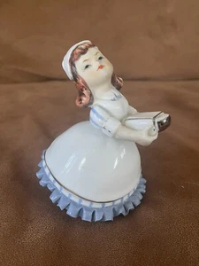 VTG 1955 George Lefton Ceramic Bloomer Nurse Holding Bed Pan Hand Painted Old - Picture 1 of 17