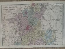 1886 North Worcestershire & Gloucestershire Hand Coloured Map by G.W. Bacon