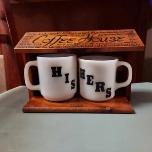 Vintage His & Hers glass Mugs & Hanging Coffee House Ocean City Maryland - Picture 1 of 6
