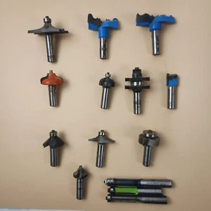 14 Ea.Router Bit Lot 1/2 Inch Shank Amana, Rockler, Bosch, FS Tool, CMT ETC - Picture 1 of 13