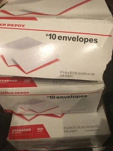 Box of 500 / Office Depot #10 SECURITY MEDICAL BUSINESS ENVELOPES3-Pk  (#S6921) - Picture 1 of 5