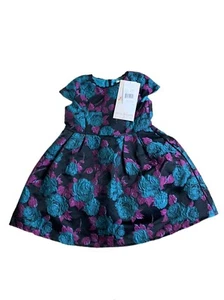 NWT Little Angels Dress Black Purple Blue Floral 2t - Picture 1 of 4