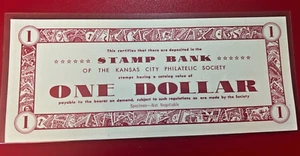 STAMP BANK OF THE KANSAS CITY ONE DOLLAR DEPOSIT NOTE - Picture 1 of 2