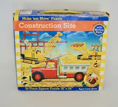 VTG Construction Site Puzzle Moving Parts 24 Piece Preschool 18 x 24" Truck - Image 1 of 4