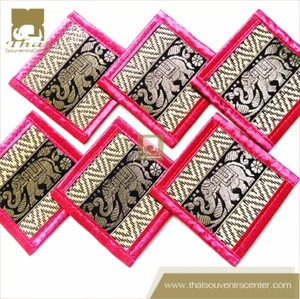 Alfombra cuadrada tailandesa posavasos tejer barra bebida estera fiesta posavasos rosa x6 envío gratuito - Imagen 1 de 11