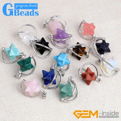 7 Chakra Reiki Pendulum Quartz Necklace Natural Stones Merkaba Handmade Pendant - Image 1 of 4