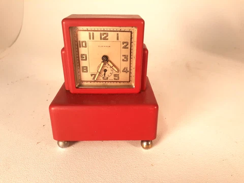 Outstanding Swiss Art Deco Alarm Clock, Cochler Co. Musical, 7 Jewels, Running Cover