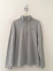 Vineyard Vines Heather Gray 1/4 Zip Pullover Sweatshirt L (16) Whale Pima Cotton - Picture 1 of 7