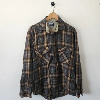 Hombres Fieldmaster Abotonable Franela Grande Marrón Gris Mezcla de Lana Bolsillos con Solapa Foto 1 de 3