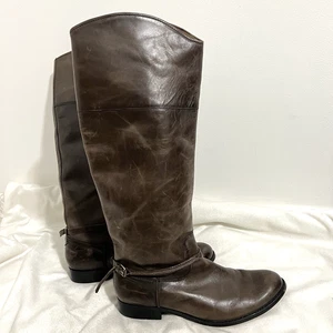 Frye Melissa Belted Tall Boot Size 11 B Brown Riding Leather Western Pull On - Picture 1 of 10