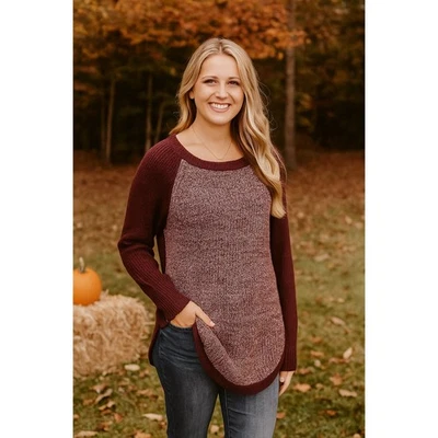 Suéter túnica tejida rosa borgoña manga L raglán para mujer Jason Maxwell acogedor Foto 1 de 4
