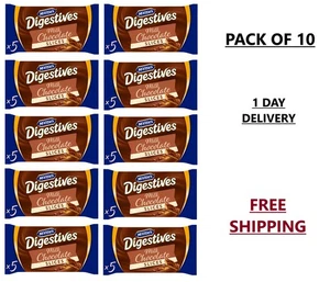 McVitie's Chocolate Digestive Slices with Milk Chocolate 10 x 5 Pack - Picture 1 of 6