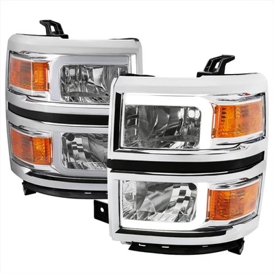 Chrome Housing Headlights Chrome Trim Dual L DRL 14-15 Chevy Silverado 1500 - Image 1 of 3