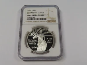 1996 S NGC PF 69 ULTRA CAMEO US MINT COMMUNITY SERVICE SILVER DOLLAR COIN $1 - Picture 1 of 6