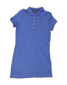 RALPH LAUREN Womens Polo Dress UK 12 Medium Blue Cotton PH04 - Picture 1 of 4