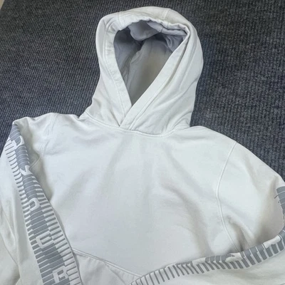 Under Armour ColdGear Hoodie Men’s L White Gray Logo Sleeve Pullover Fitted Read - Image 1 of 4