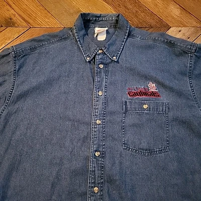 Camisa Denim Hank Aaron Originals XL Azul Cardenales de San Luis Bordada De Colección  Foto 1 de 4