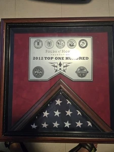 2012 Top One Hundred Award Flag Display Case Folds Of Honor, PGA & PATRIOT 18" - Picture 1 of 6