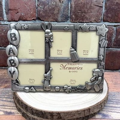 Treasured Memories Ganz Pewter 3D Baby Photo Picture Frame Collage Easel Back - Image 1 of 4