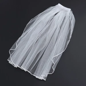 Elegante Velo de Boda Corto Tul Velos de Novia con Peine y Cinta para Novia - Imagen 1 de 11