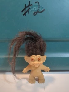RARE SMALL 3" VINTAGE 1960'S THOMAS DAM TROLL FIGURE BROWN HAIR ORIGINAL  - Picture 1 of 7