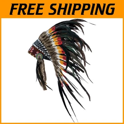 Handmade Feather Headdress | Native American Inspired | Adjustable Unisex Style - Image 1 of 4