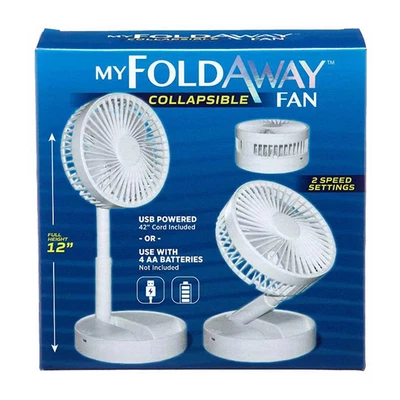 Ventilador inalámbrico plegable Emson My FoldAway USB o alimentado por batería 2 velocidades NUEVO Foto 1 de 2