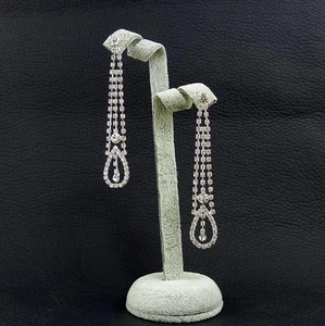 Lace Pattern Cocktail Prom Bridal Long Earring w/ Swarovski Crystal SE36020 - Picture 1 of 2