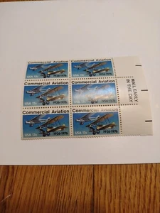 US-BRIEFMARKE #1684 POST FRÜHER Block von 6, 13 ¢ KOMMERZIELLE LUFTFAHRT - Bild 1 von 2