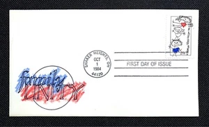 #2104 1984 Family Unity Stamp FDC w/Hand-Drawn Cachet by Tony Ciccolella - Picture 1 of 3