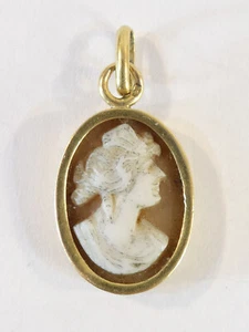 Pendentif en or 18 CARAT Camée de jeune femme - Picture 1 of 7